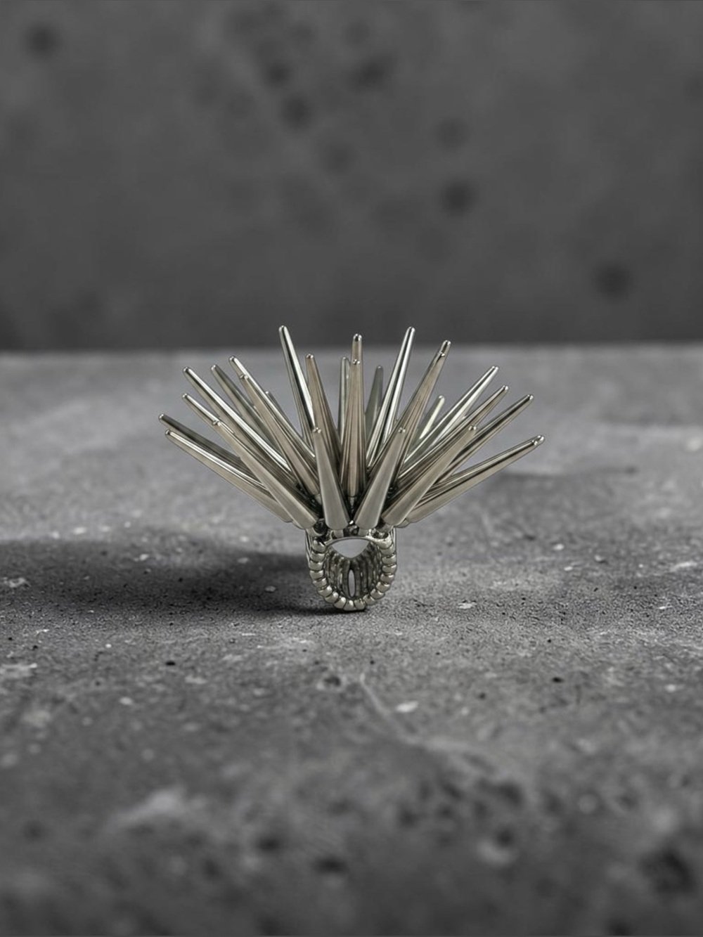 Statement Silver Spike Cocktail Ring